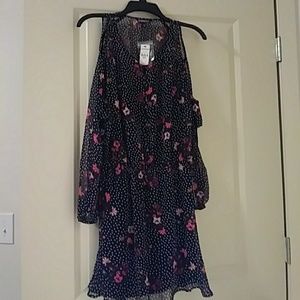 Express Cold Shoulder Elastic waist Dress